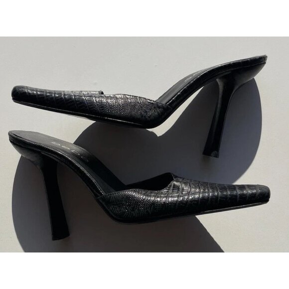 Bebe Women’s Sz 5 Black Crocodile Leather Platform Stiletto Heels Made in Spain - Picture 9 of 14